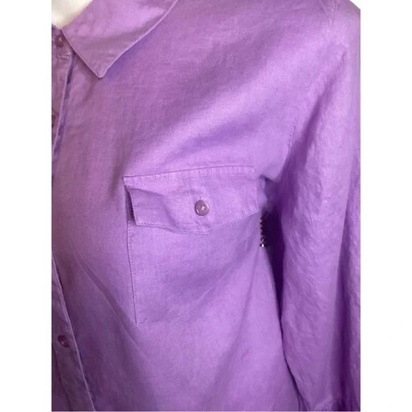 Kim Rogers Purple Top, Plus Size 3X, 100% Linen - Picture 5 of 9